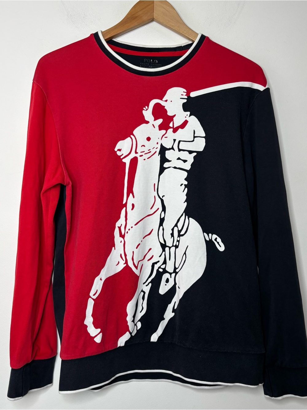 Polo Ralph Lauren Men’s Performance Crew Sweatshirt Red Black Big Pony Graphic S
